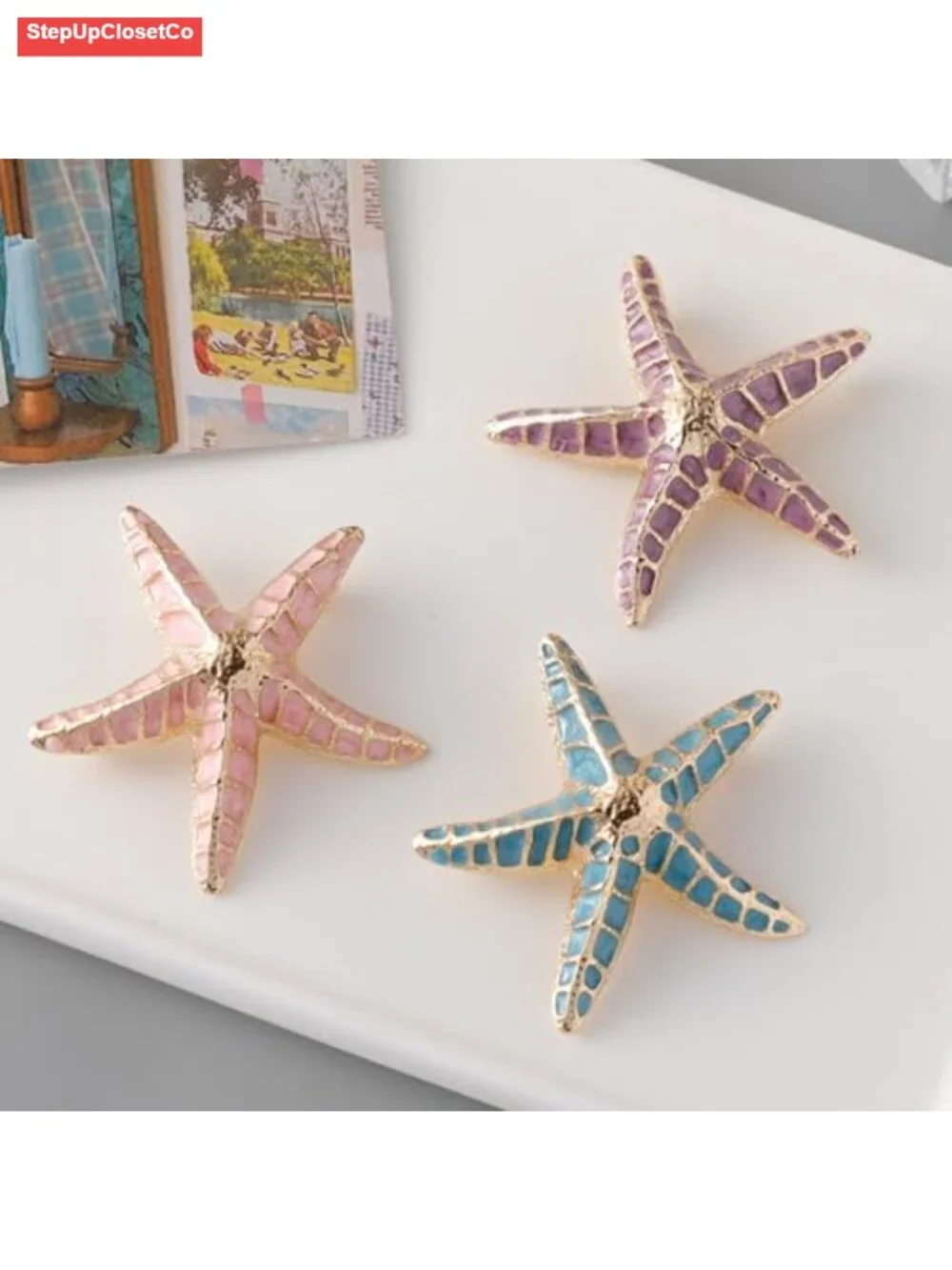 Starfish Brooch Pin Gold Alloy Ocean Sea Star Lapel Pin Summer Jewelry